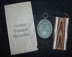 Nazi Westwall Medal with Ribbon and Issue Envelope...$85 SOLD