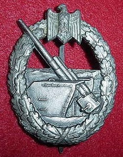Nazi Kriegsmarine Coastal Artillery Badge by Schwerin...$185 SOLD