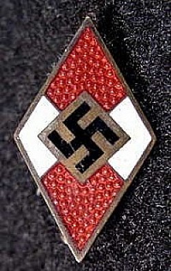 Nazi Hitler Youth Membership Badge by Fritz Zimmermann, Stuttgart...$60 SOLD