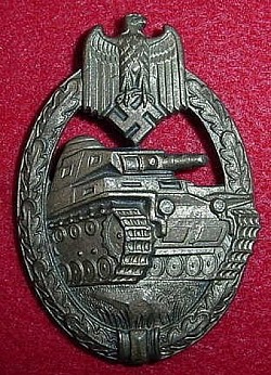 Nazi Bronze Tank Assault Badge w/o Catch...$215 SOLD