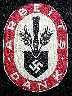 Nazi Very Scarce "ARBEITS DANK" Sports Patch...$125 SOLD