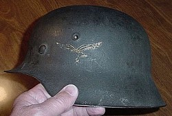 Nazi Luftwaffe M42 Single Decal Helmet with Liner...$475 SOLD