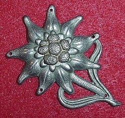 Nazi Eidelweiss Mountain Troop Cap Badge with Maker's Marking...$35 SOLD