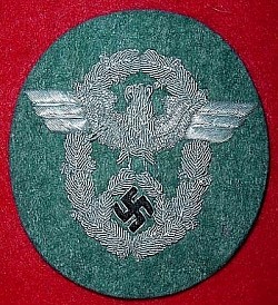 Nazi Police Officer's Bullion Sleeve Eagle Patch...$170 SOLD