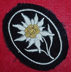 Nazi Waffen-SS Eidelweiss Mountain Troop Sleeve Patch...$100 SOLD