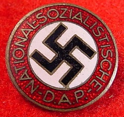 Nazi Enameled NSDAP Party Pin Badge Marked 