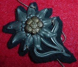 Nazi Eidelweiss Mountain Troop Cap Badge with Cloth Backing...$35 SOLD