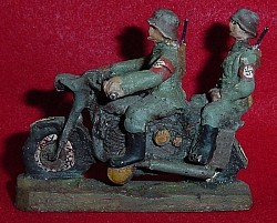 Nazi SS Motorcycle Soldiers Toy Figure by Lineol...$110 SOLD