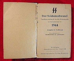 Nazi 1944 Waffen SS Taschenjahrbuch Soldatenfreund Pocket Diary...$195 SOLD