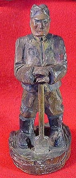 Nazi-era Hand-Carved Wood RAD (Reichsarbeitsdienst) Man with Spade...$150 SOLD