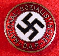 Nazi NSDAP Party Badge marked RZM M1/72 with Buttonhole Device...$110 SOLD