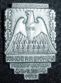 Nazi 1937 Reichsbund der Kinderreichen (RDK) Tinnie Badge...$40 SOLD