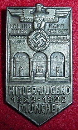 Nazi Hitler Youth 1923-1933 Feldherrnhalle Tinnie Badge...$65 SOLD