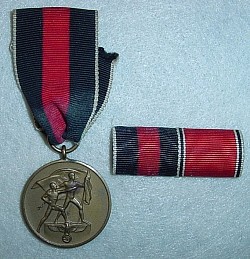 Nazi Sudeten Annexation Medal with Two-Ribbon Bar...$75 SOLD