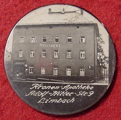 Nazi-era Souvenir Mirror of Drugstore on Adolf-Hitler-Strasse 9...$60 SOLD