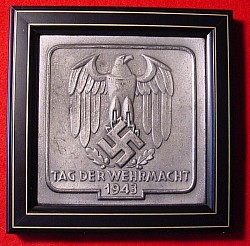 Nazi "TAG DER WEHRMACHT 1943" Metal Plaque in Modern Frame...$90 SOLD