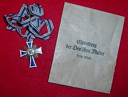Nazi Mother's Cross in Bronze with Issue Envelope...$115 SOLD