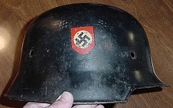 Nazi M34 Double Decal Feuerschutzpolizei Helmet Shell...$130 SOLD
