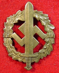 Nazi SA Sports Badge in Bronze by Scarce Maker "Bonner" with Serial Number...$95 SOLD