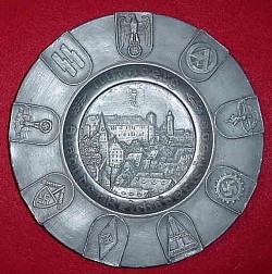 Nazi “Nurnberg Stadt der Reichsparteitag” Pewter Souvenir Plate...$395 SOLD