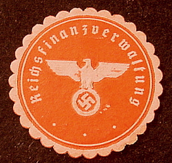 Nazi Reichs Finance Administration Gummed Seal...$5 SOLD