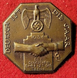 Nazi 1934 ""DEUTSCH IST DIE SAAR" Tinnie Badge...$19 SOLD
