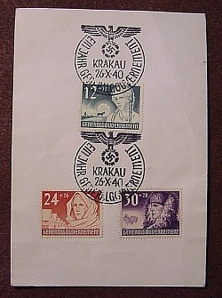 Nazi 1940 General Government Krakau Commemorative Postal Cover...$25 SOLD