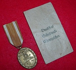 Nazi Bronze Westwall Medal in Issue Envelope by Carl Poellath...$80 SOLD