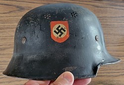 Nazi M34 Fire Police Double Decal Helmet (no liner)...$210 SOLD