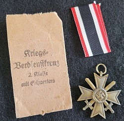 Nazi War Merit Cross with Swords 2nd Class with Issue Envelope...$75 SOLD