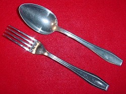 Nazi Polished Aluminum Political Eagle/Swastika Tablespoon and Dinner Fork Set...$65 SOLD