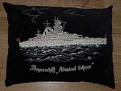 Nazi-era Kriegsmarine Panzerschiff "Admiral Scheer" Pillow...$175 SOLD