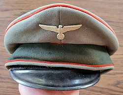 WWII German EM/NCO Artillery Visor Hat "Taken at Prüm Feb. 10, 1945"...$220 SOLD