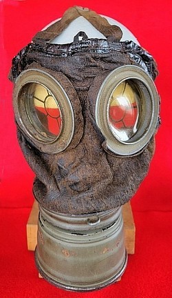 WWI German Model 1917 Lederschutzmaske Gas Mask with Can, Extra Eye Lenses and Strap...$325 SOLD