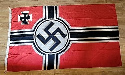 Large Nazi Kriegsmarine-Marked Battle Flag with Halyard Rope Loops...$475 SOLD