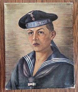 WWII German Marine Hitler Youth Oil Painting by Gayl...$225 SOLD