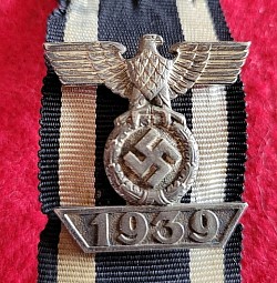 Nazi 1939 Iron Cross 2nd Class Spange with Ribbon Section...$225 SOLD