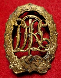 Nazi DRL Sports Badge in Bronze by Petz & Lorenz of Reichenbach...$90 SOLD