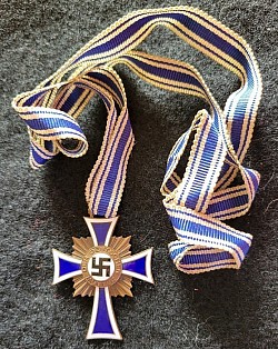Nazi Mother's Cross in Bronze with Neck Ribbon...$55 SOLD