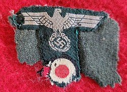 Nazi Army M43 Cap Insignia Still Sewn On Cap Material...$45 SOLD