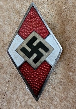 Nazi Hitler Youth Member's Badge with Scarce Maker's Name 