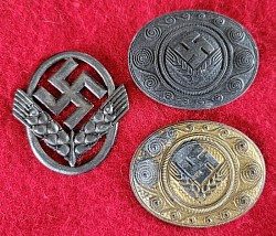 Nazi RADwJ Hat Badge and RADwJ Tradition Badges without Pins...$65 Set SOLD