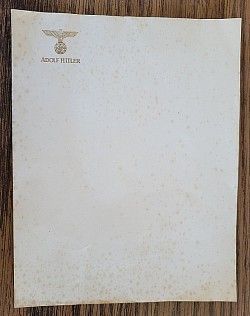 Adolf Hitler Unused Bi-Fold Stationary Sheet...$110 SOLD