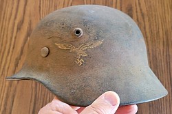 Nazi Luftwaffe M40 Single Decal Combat Helmet with Liner...$350 SOLD