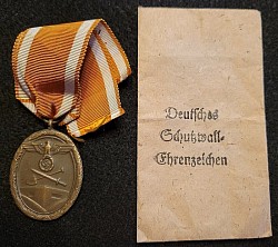 Nazi West Wall Medal with Original Issue Envelope...$65 SOLD