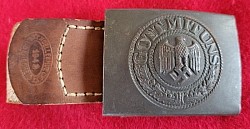 WWII German Army EM Steel Belt Buckle with Tab by Noelle & Hueck...$170 SOLD