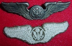 WWII USAAF 3 1/8"Air Crew Wing by A.E. Co. plus a WWII Embroidered Wing...$50 set