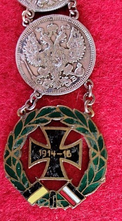 WWI German Patriotic Watch Fob with Silver Russian Coins...$65 SOLD