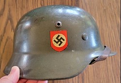 Original Nazi M35 Police Double-Decal Combat Helmet...$1,500 SOLD