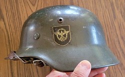 Original Nazi M35 Police Double-Decal Combat Helmet...$1,500 SOLD
